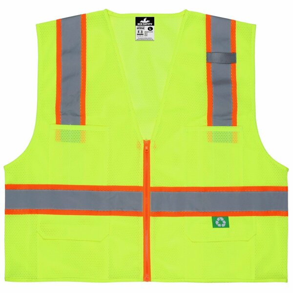 Mcr Safety Garments, Class 2 Vest, Recy. Mesh, 3'' Ornge/Silver, X2 RSURVMLX2